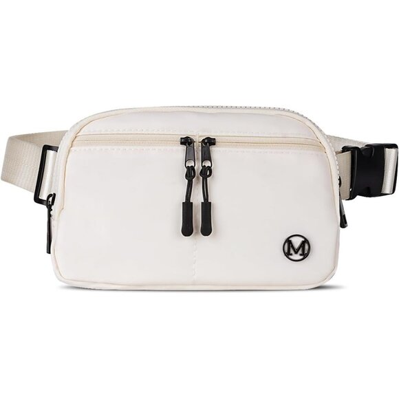 Handbags - Womens Beige Fanny Pack 2L Crossbody Belt Bag Waterproof 5 Zipper Pockets